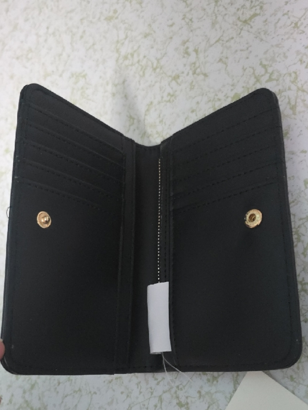 Anne Klein Black Floral Zip Around Wallet with Pink & Cream Blooms - Picture 4 of 4